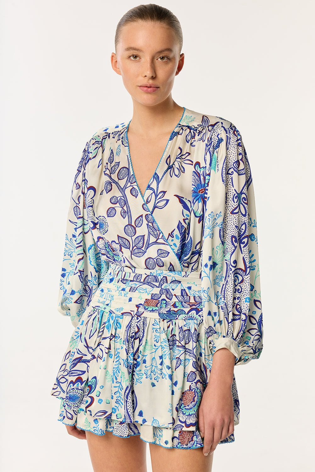 Mini Dress Colleen - Blue Geo Fish - 2