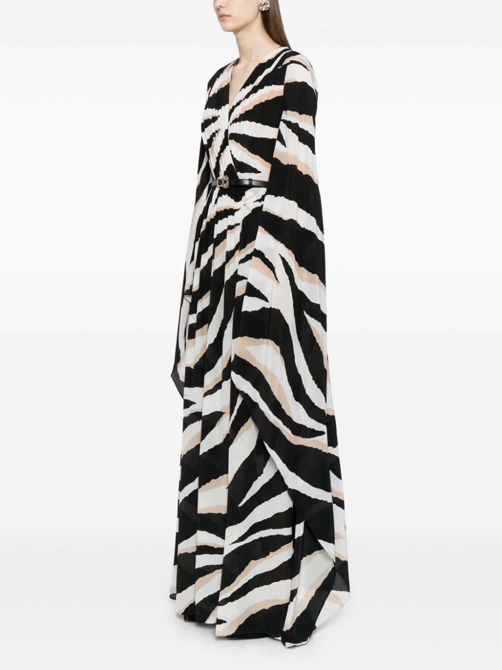 zebra-print silk dress - 3