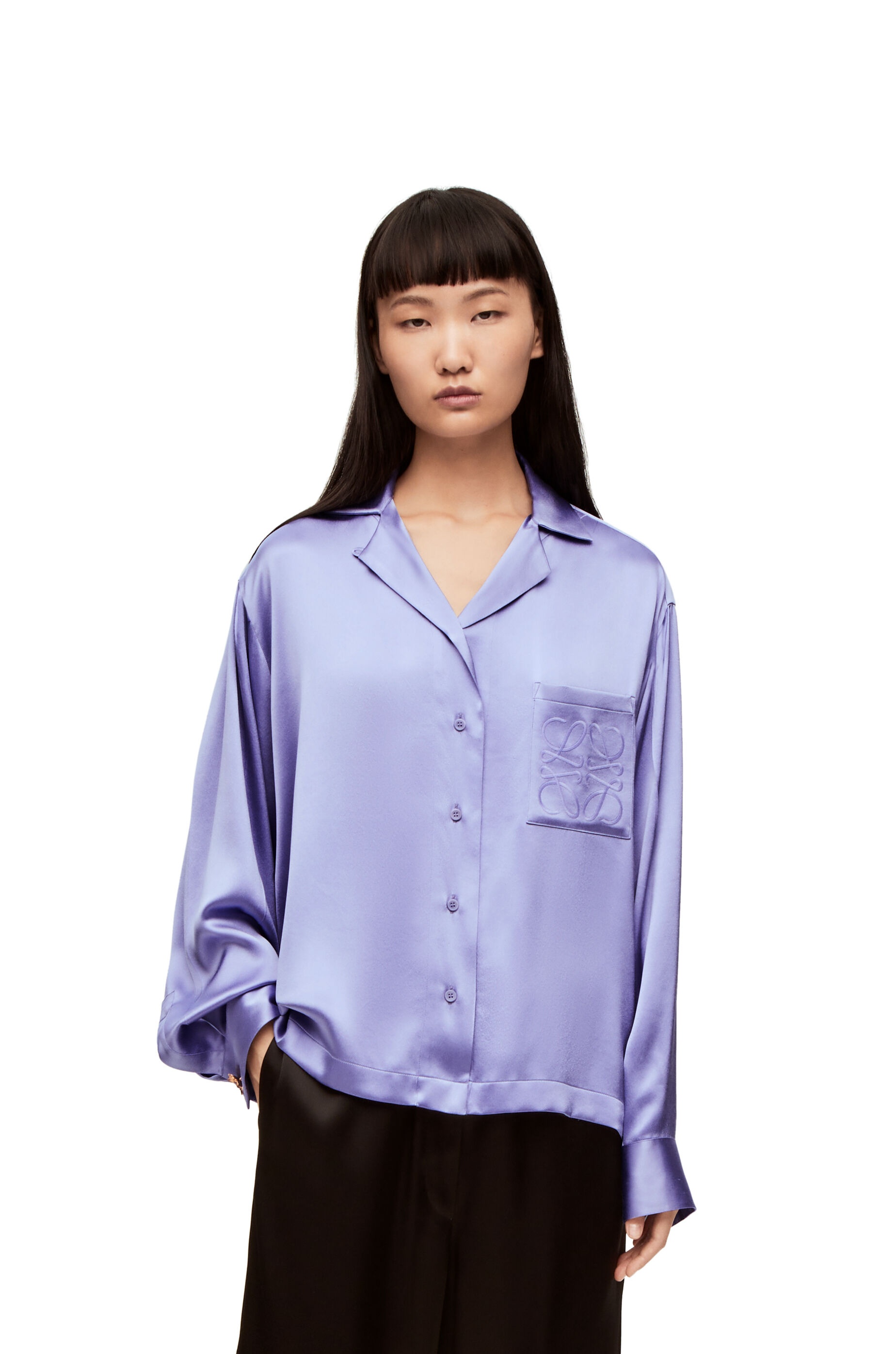 Anagram pyjama blouse in silk satin - 3