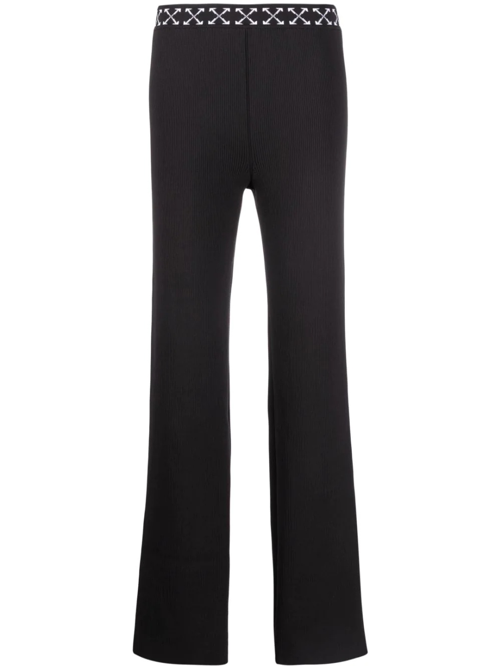 Arrows-waistband ribbed trousers - 1