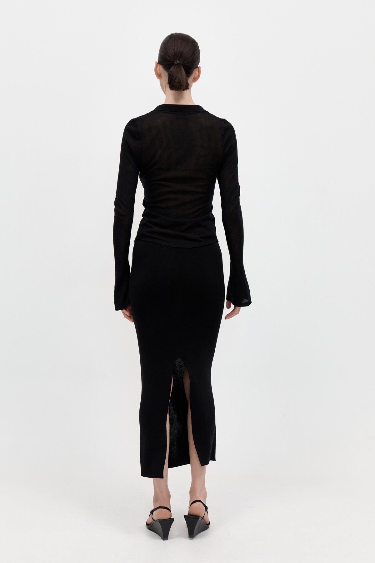 Low Waist Knit Skirt - Black - 3