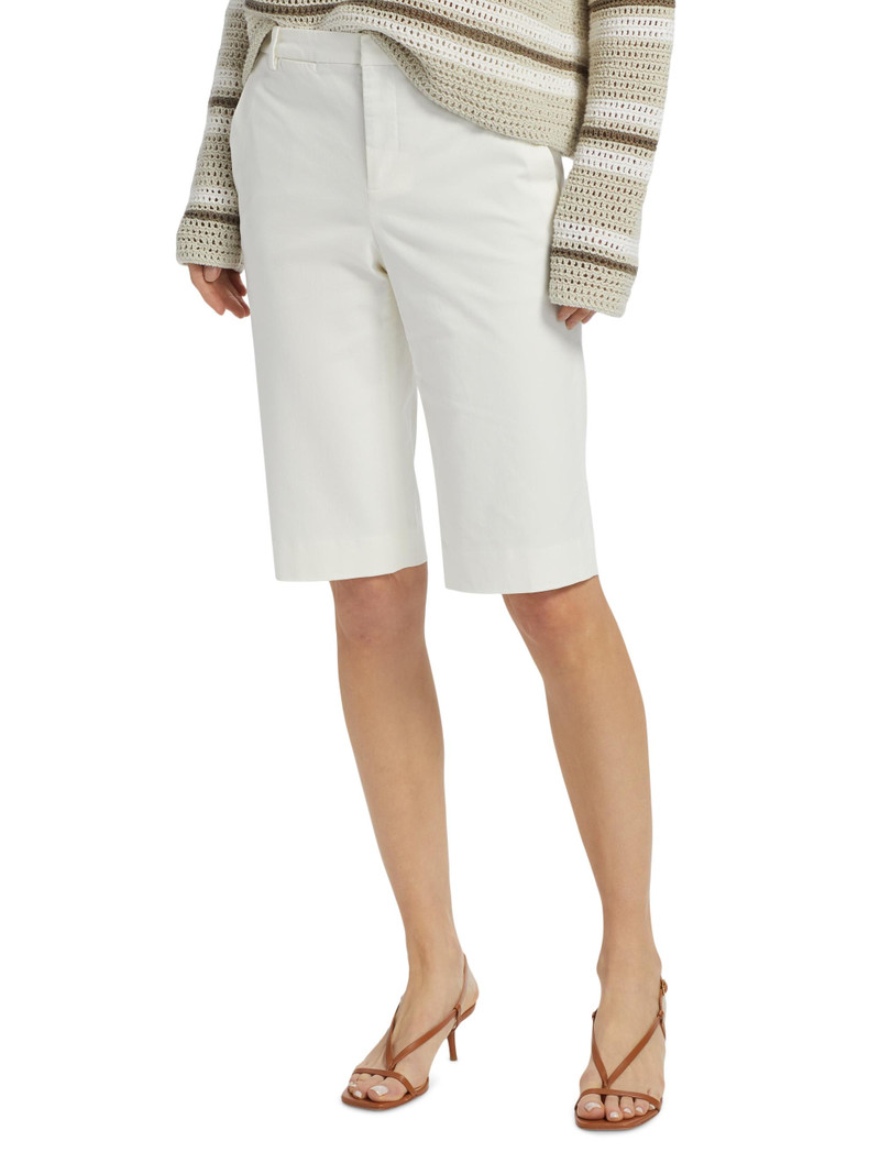 Women's Stretch-Cotton Mid-Rise Bermuda Shorts - Off White 3