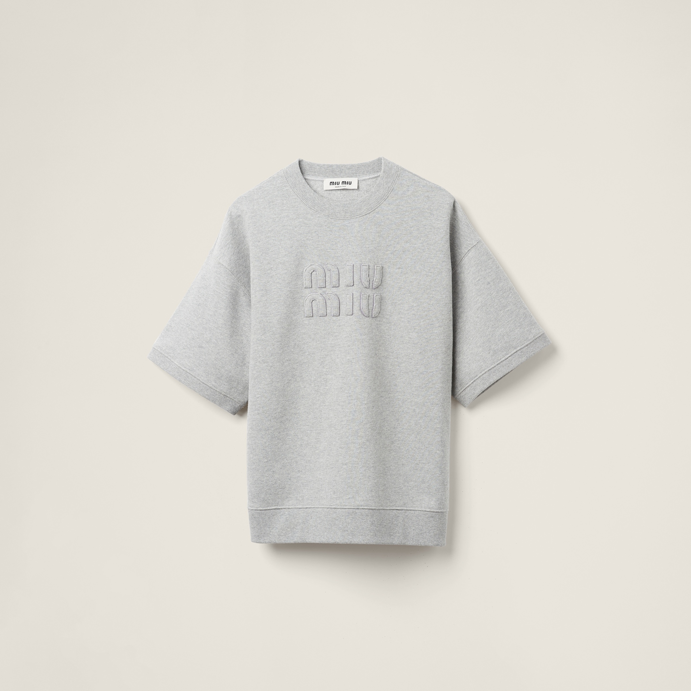 Miu Miu logo-embroidered fleece sweatshirt - Grey