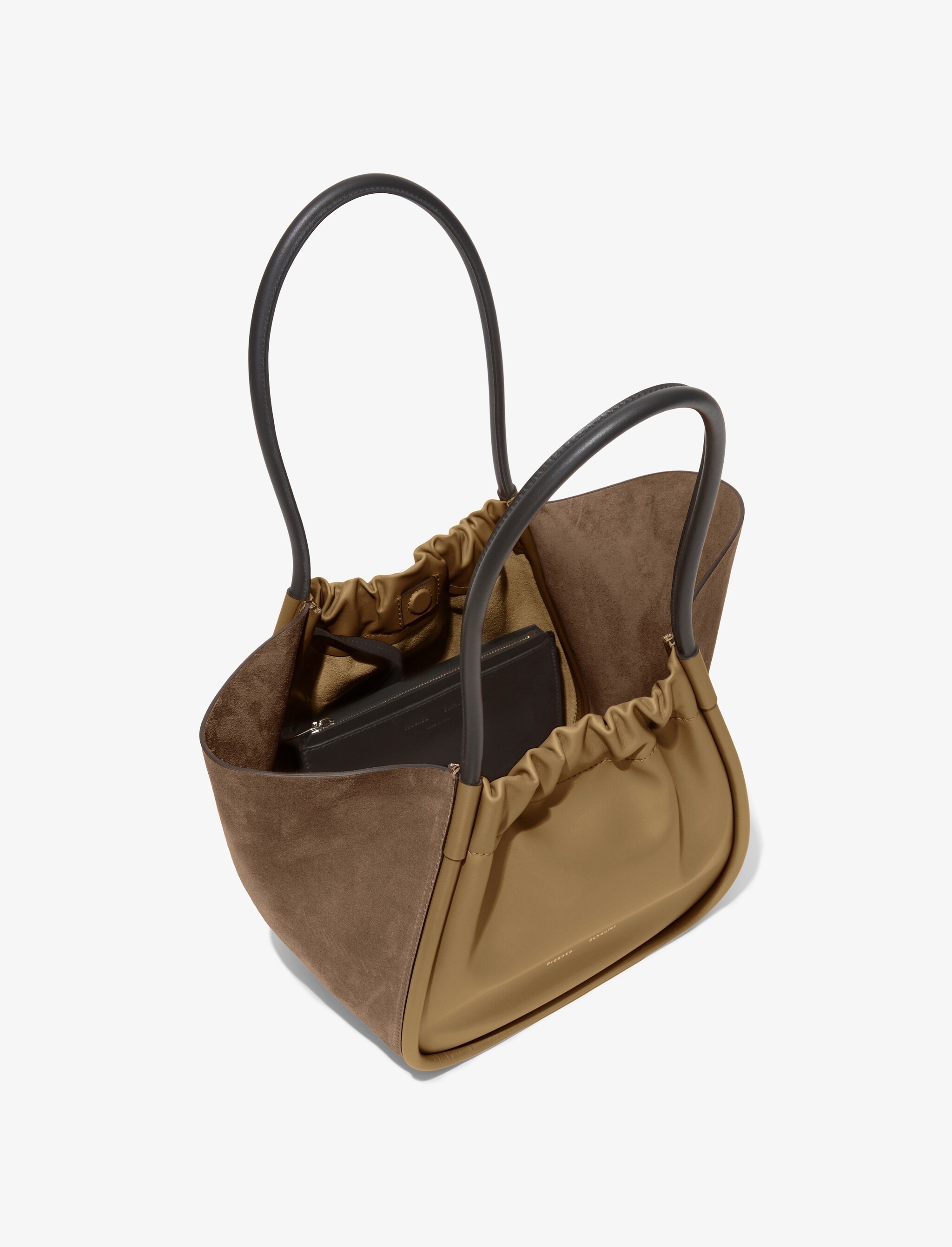 Large Suede Ruched Tote - 5