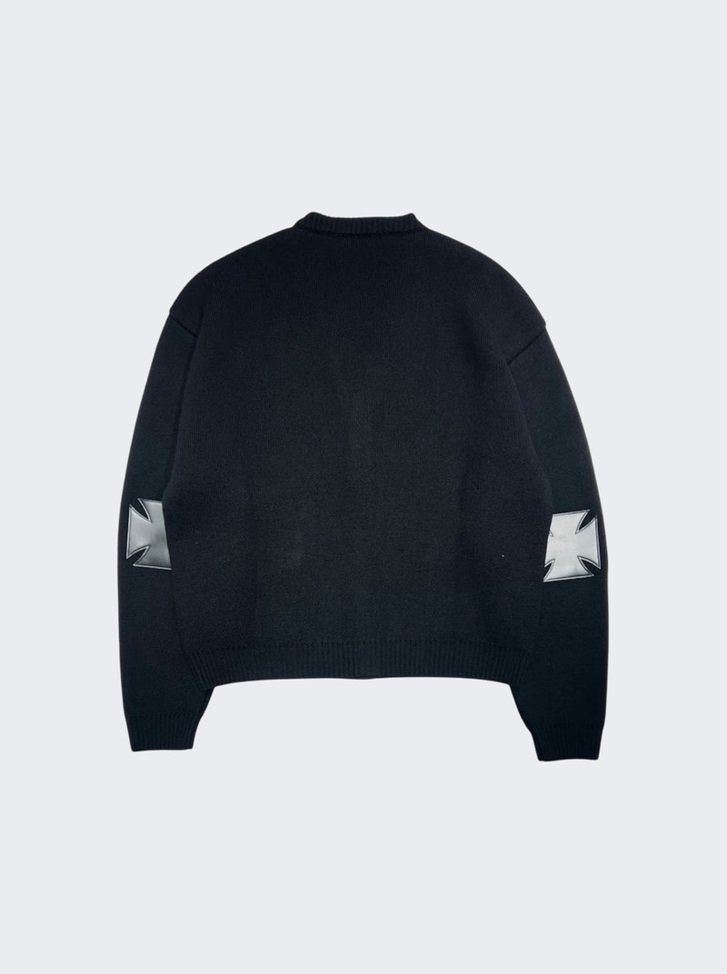 VETEMENTS Leather Crosses Cardigan Black outlook