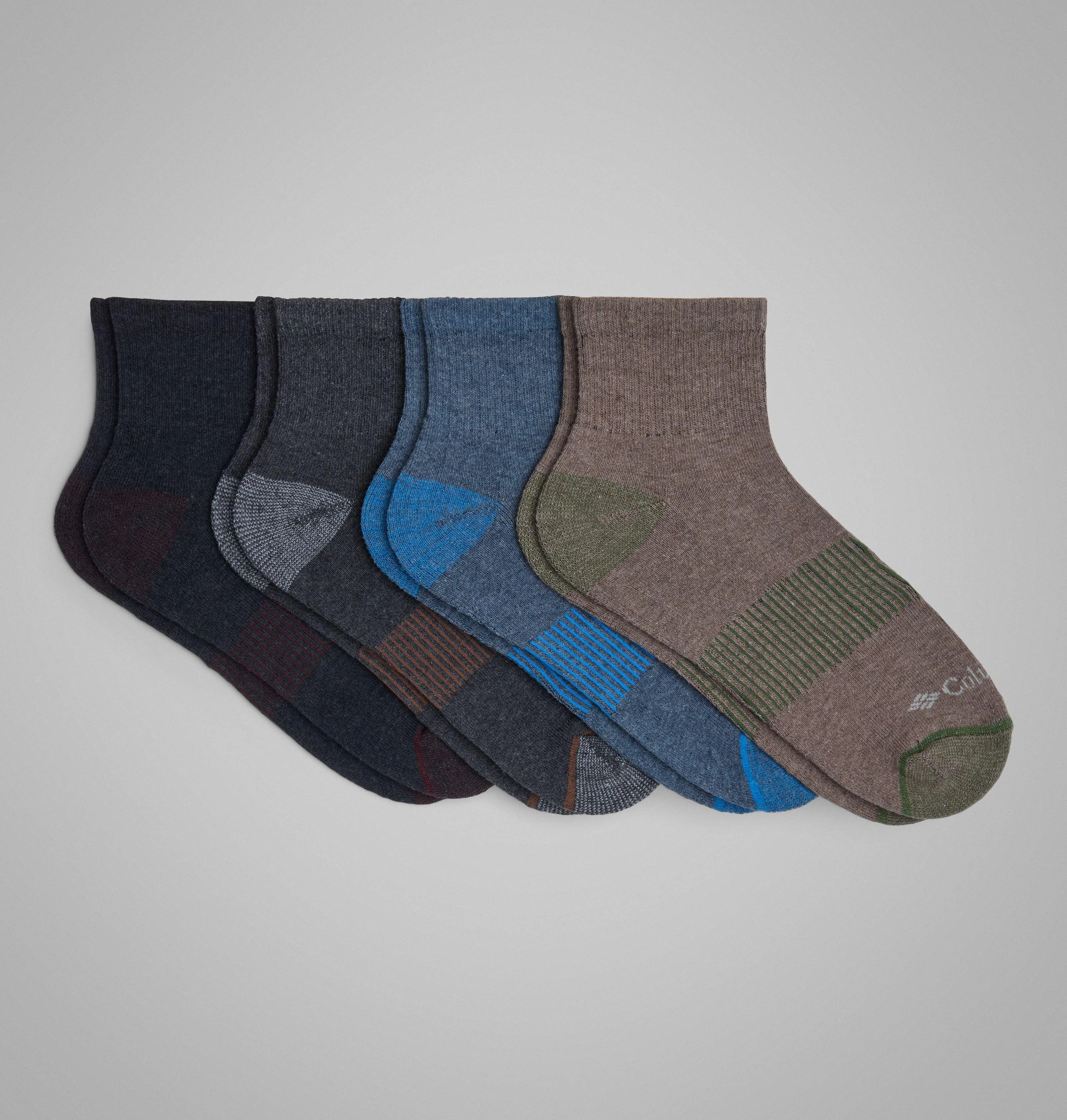Men's Heather Rib Quarter Socks - 4 Pack - 1