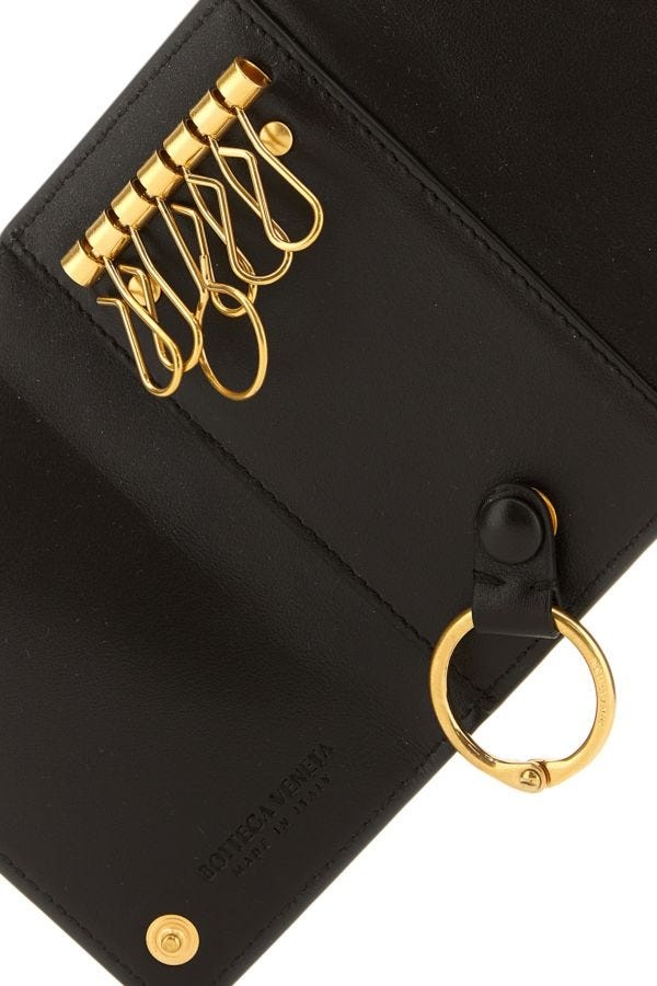 キーケース BOTTEGA VENETA DARK BROWN NAPPA LEATHER KEYRING CASE Bottega Veneta Dark brown nappa leather keyring case