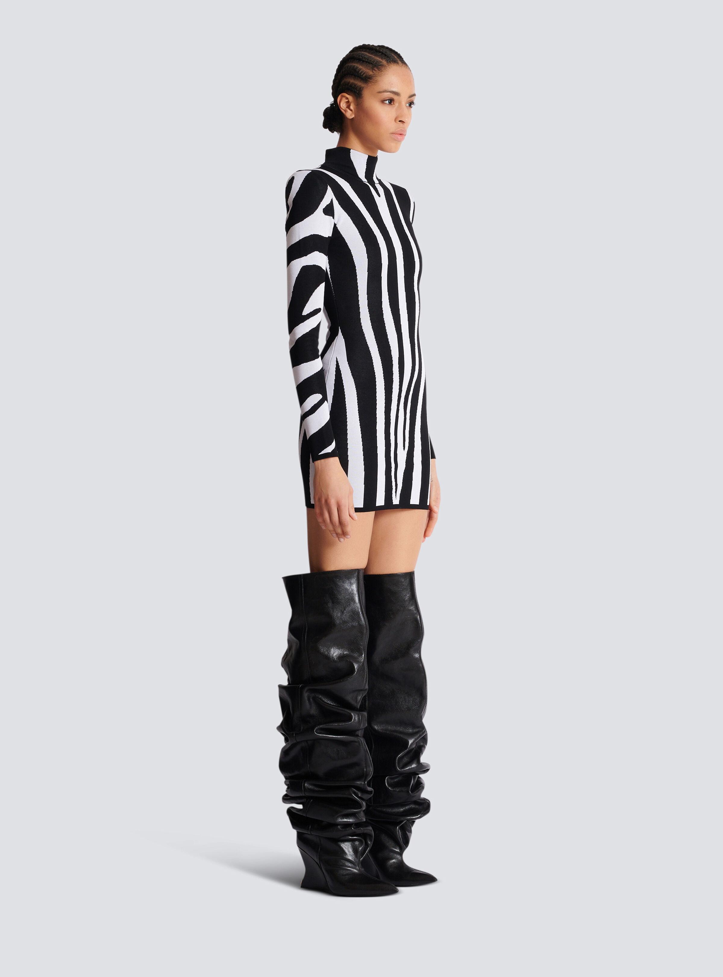 Short knit dress with zebra intarsia - 3