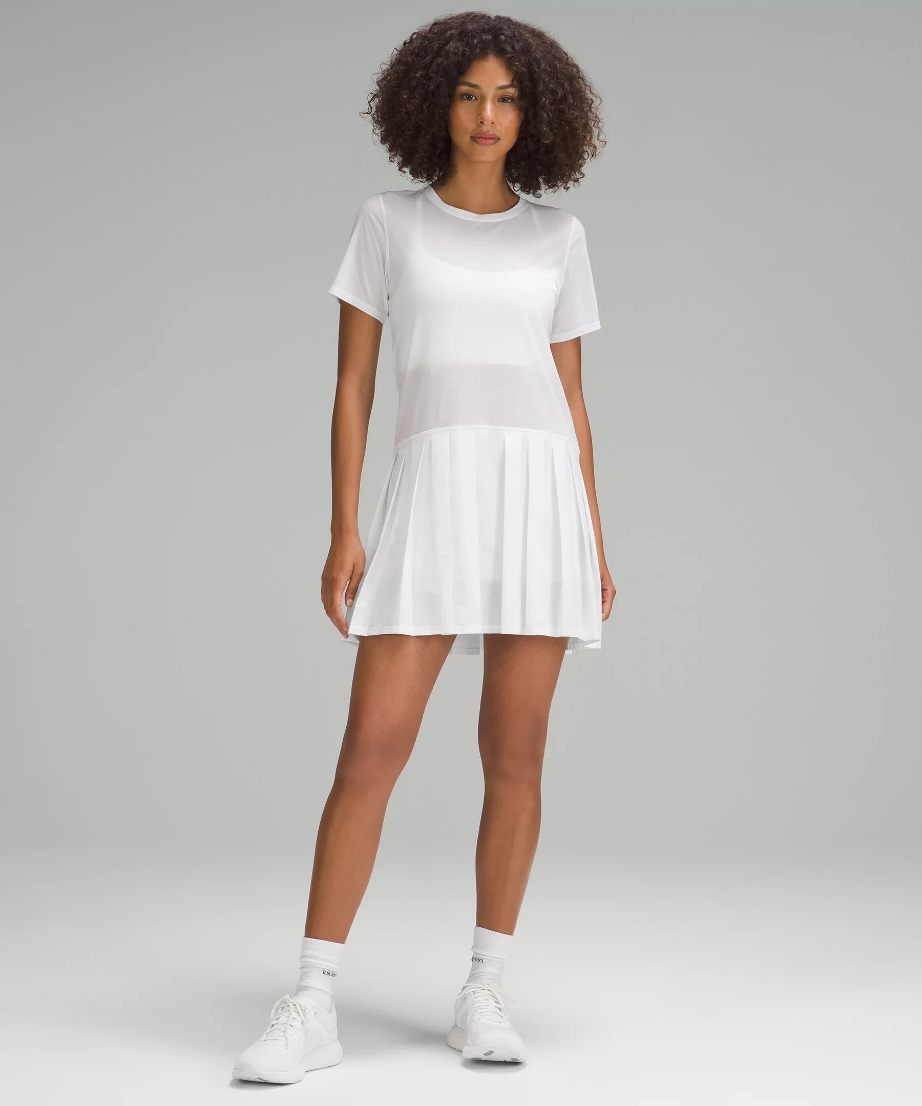 Pleated Short-Sleeve Dress - 1
