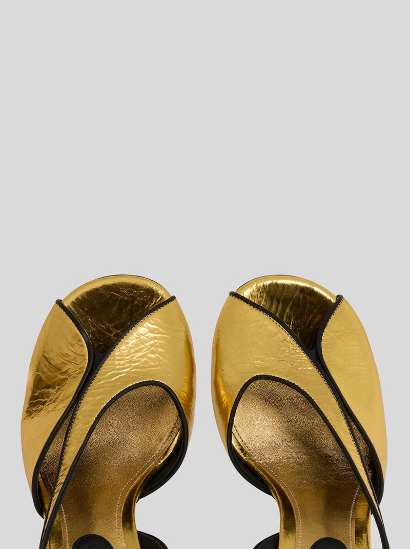 Etro HIGH-HEELED SANDALS IN CRACKED-EFFECT METALLIC LEATHER outlook