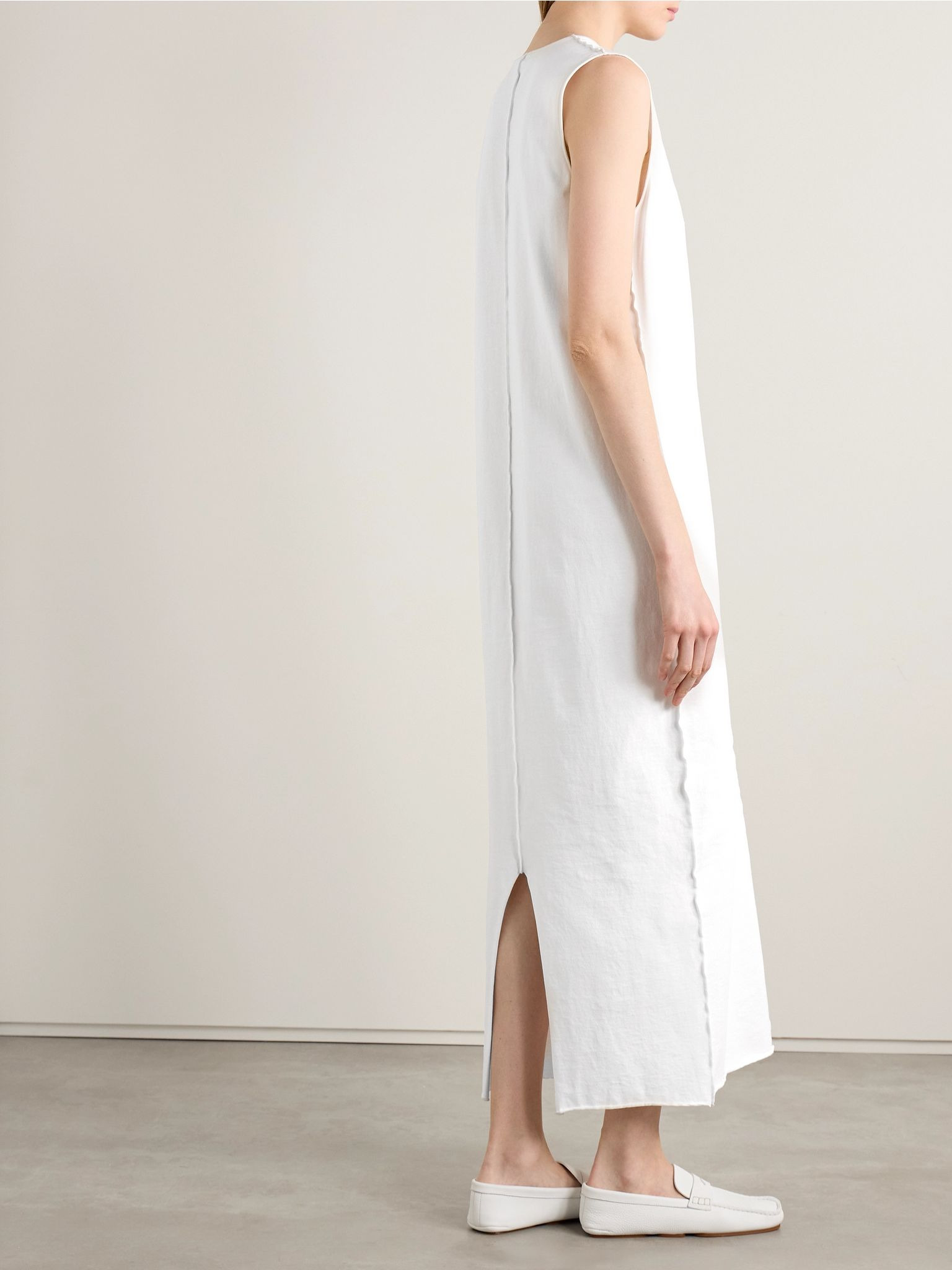 Hal paneled cotton-jersey midi dress White - 3