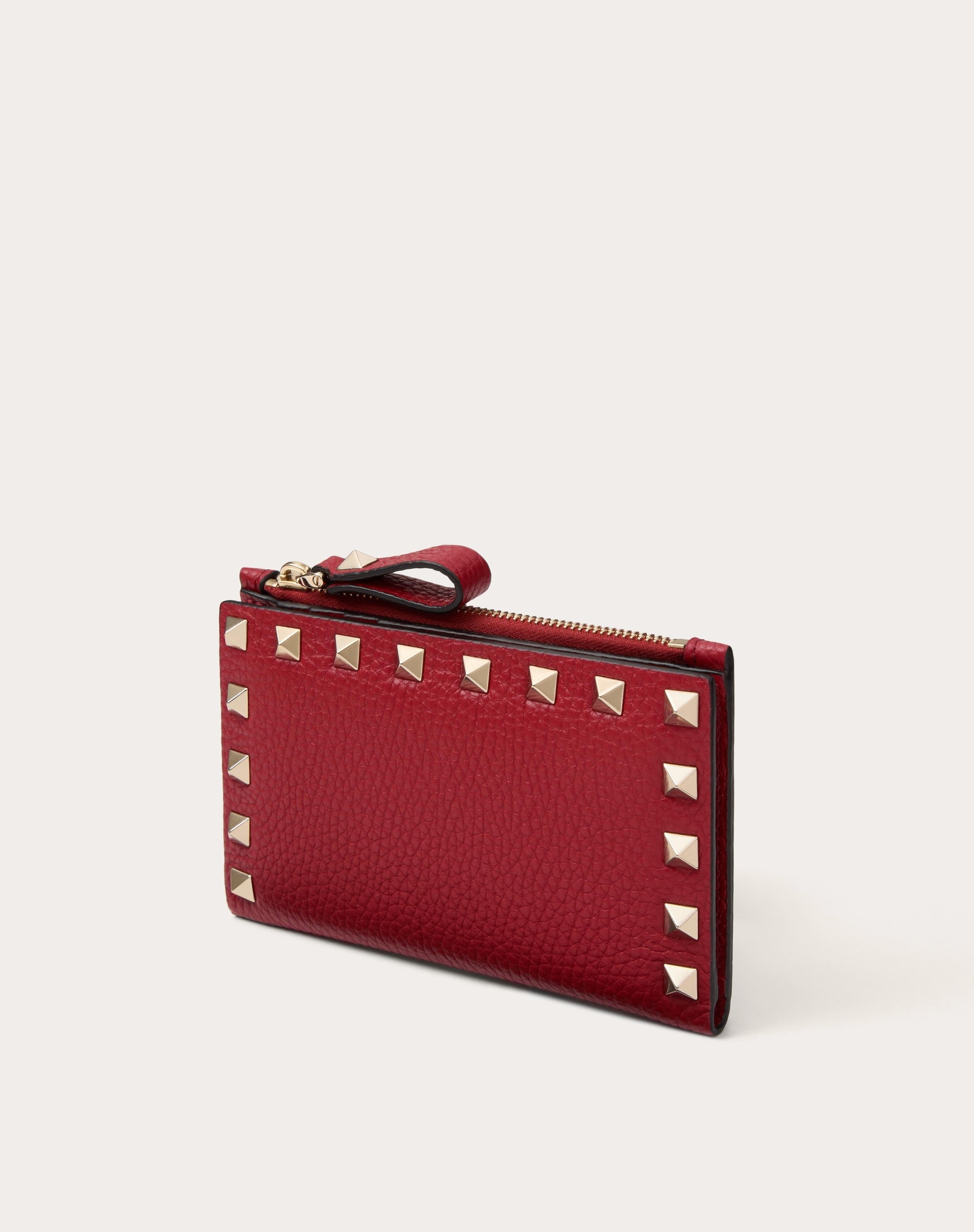 ROCKSTUD GRAINY CALFSKIN CARDHOLDER WITH ZIPPER - 4