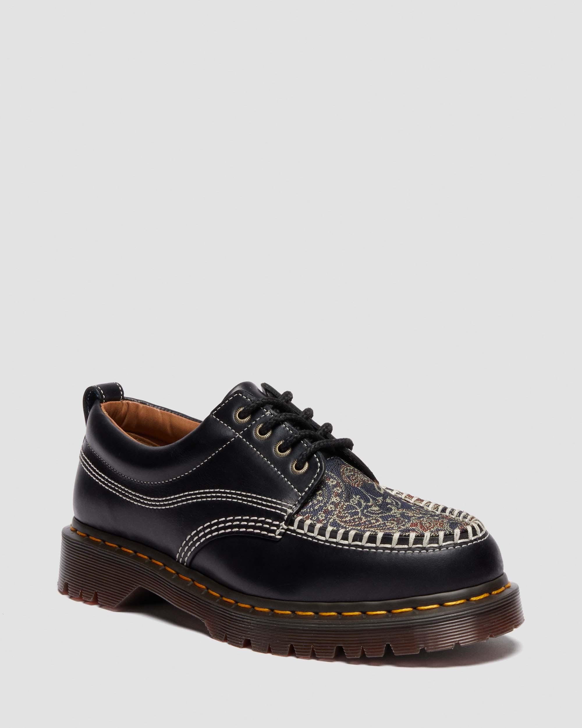 Lowell Leather & Jacquard Lace Up Moc Toe Shoes - 5