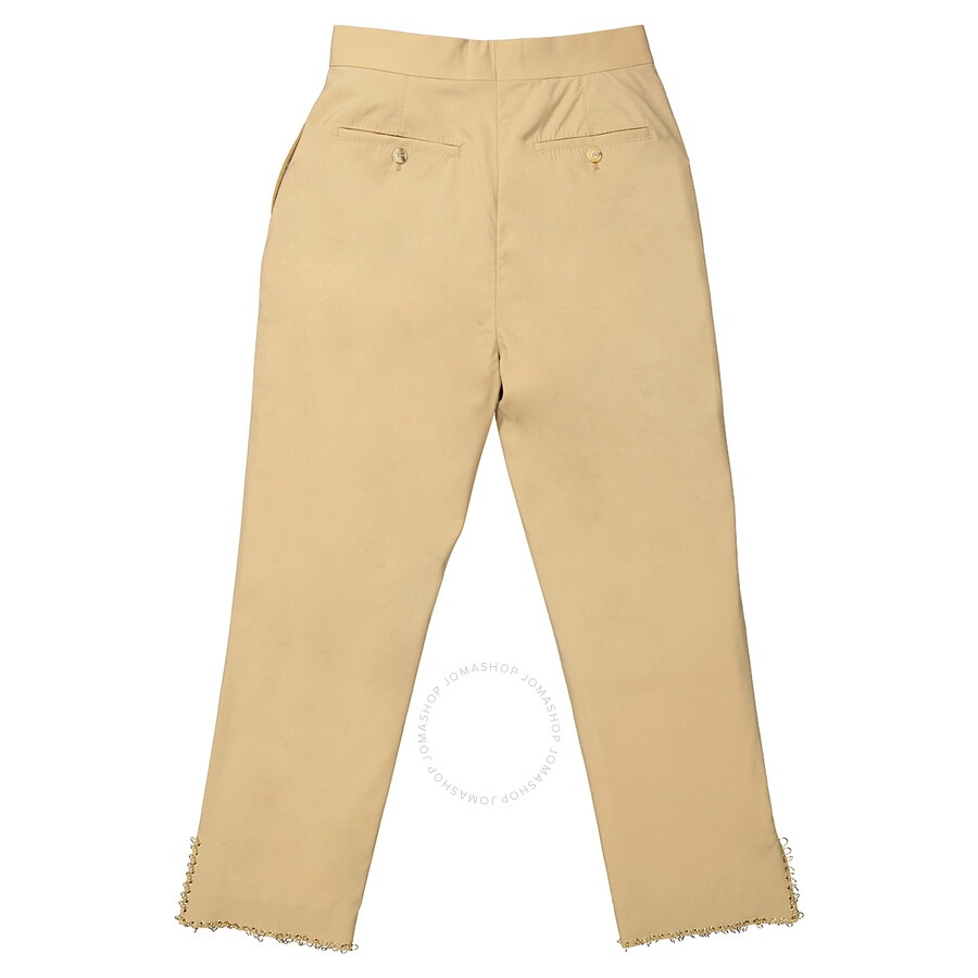 Burberry Ladies Ring-pierced Wool Trousers In Honey - 6