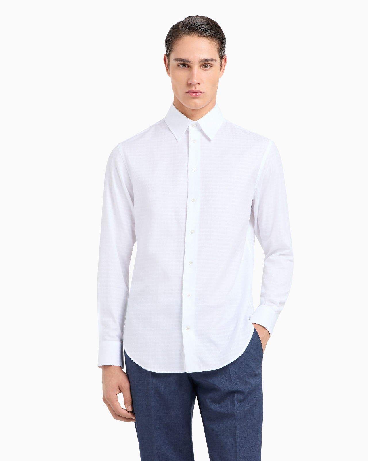 Cotton shirt with a jacquard motif - 2