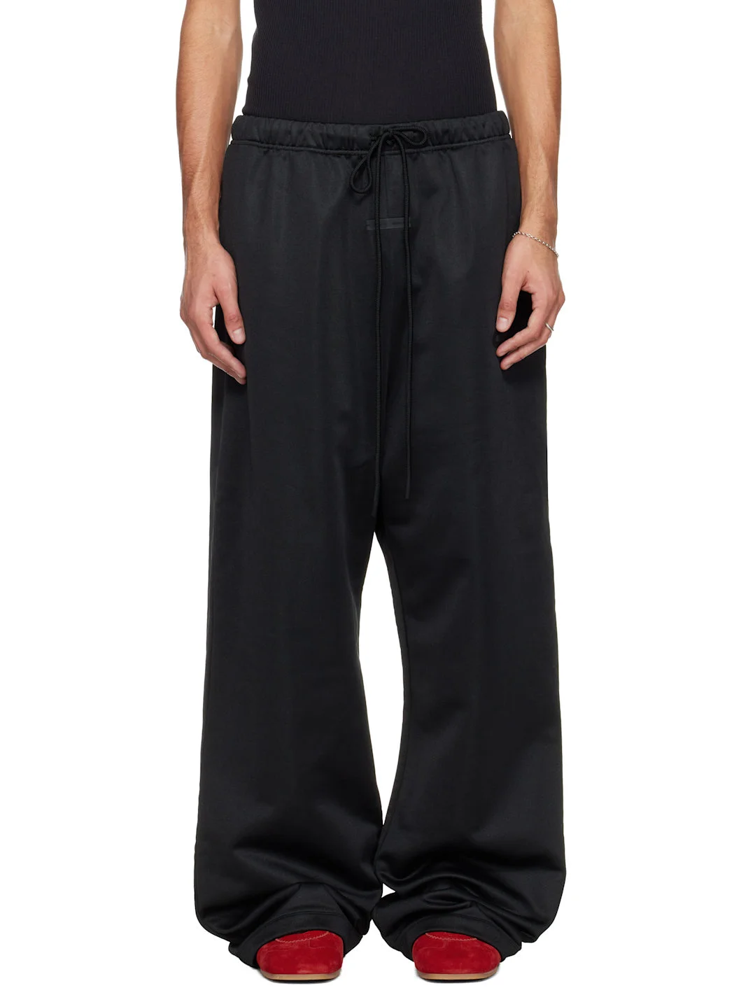 Black Holiday Satin Fleece Lounge Sweatpants - 1