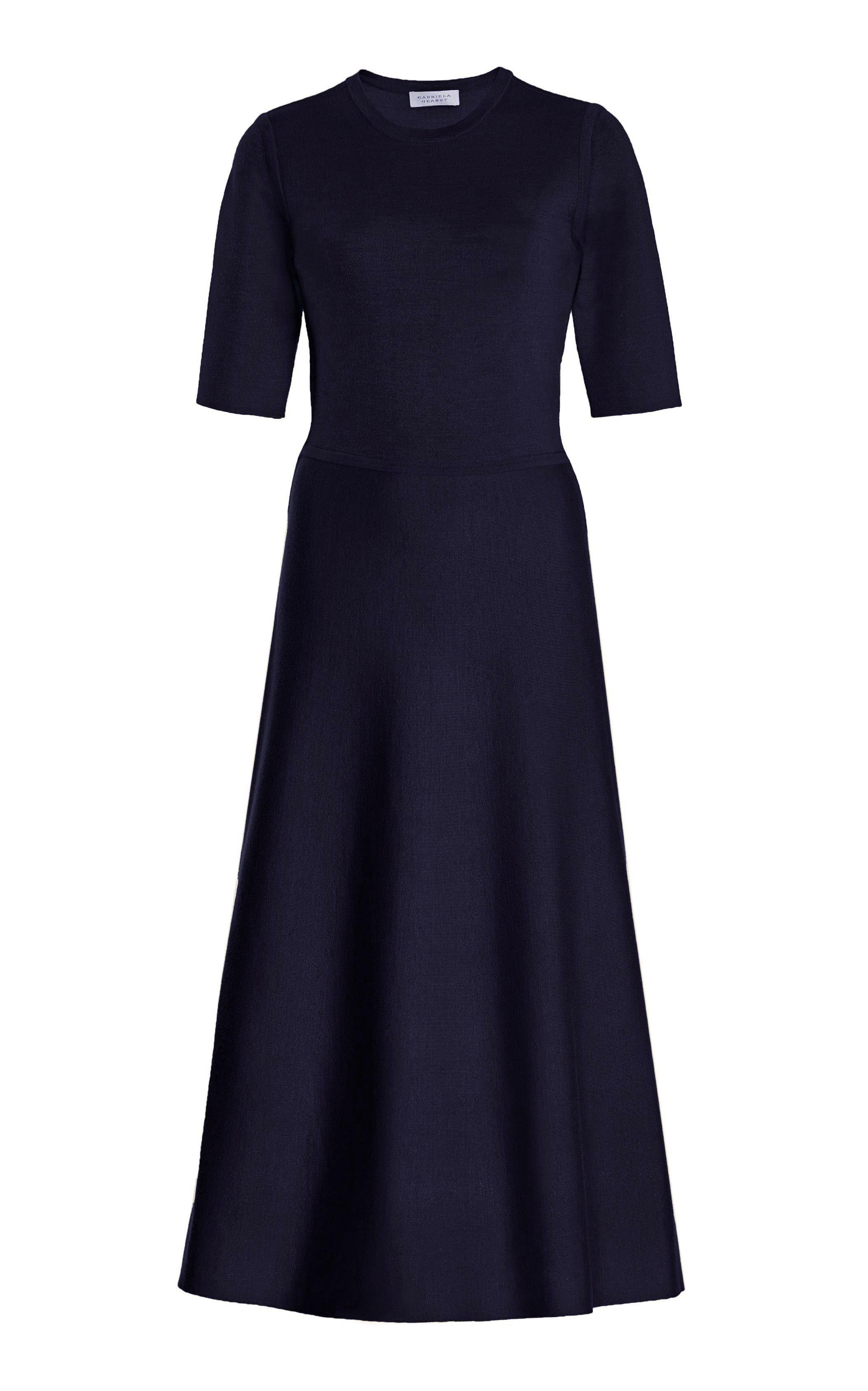 Seymore Knit Dress in Navy Cashmere Wool with Silk - 1