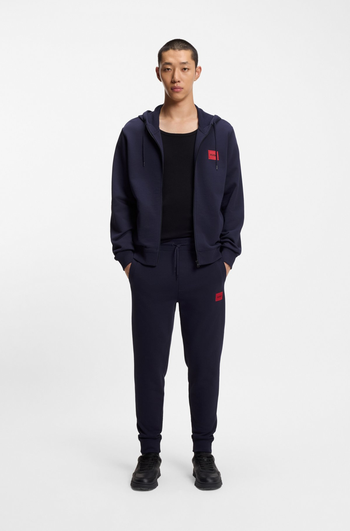 COTTON-TERRY ZIP-UP HOODIE WITH LOGO LABEL - 4