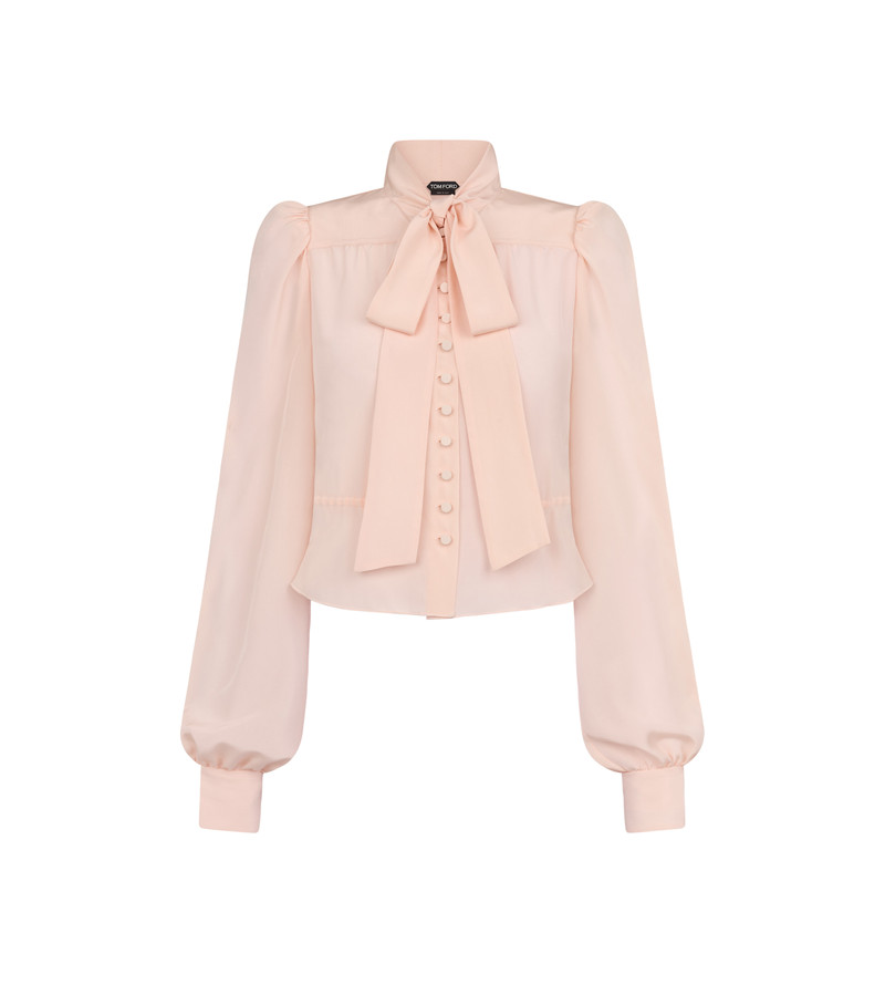 LONG SLEEVE GATHERED LAVALLIERE BLOUSE 1