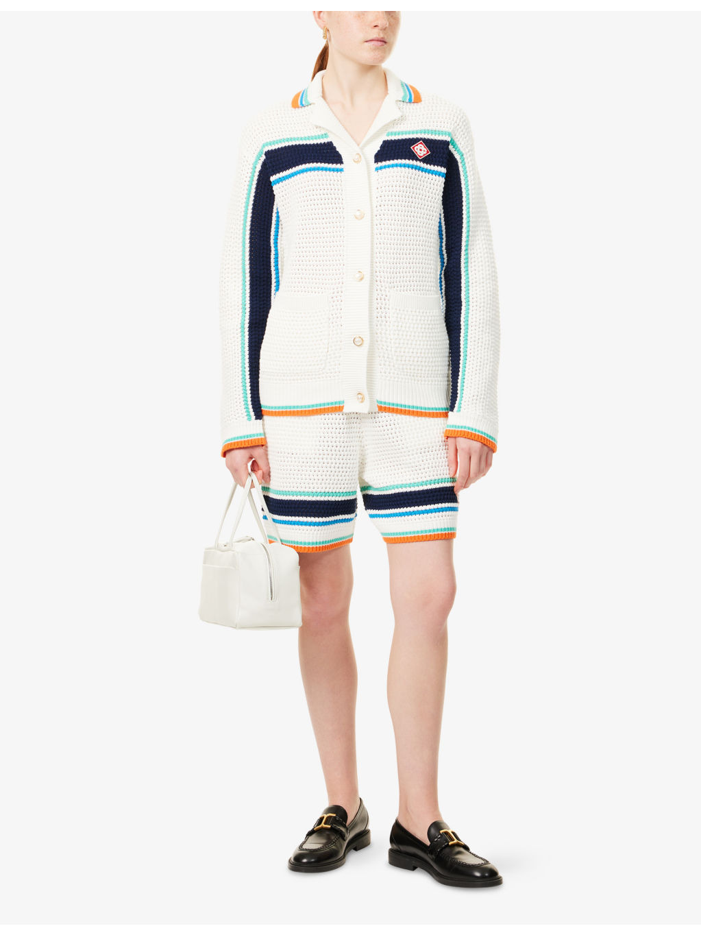 Tennis Textured Striped Cotton-Knit Shorts - 2