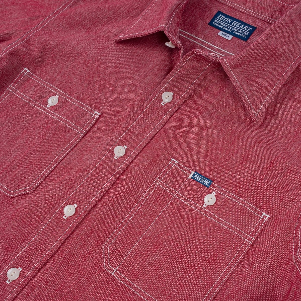 IHSH-363-RED 10oz Organic Chambray Work Shirt - Red - 10