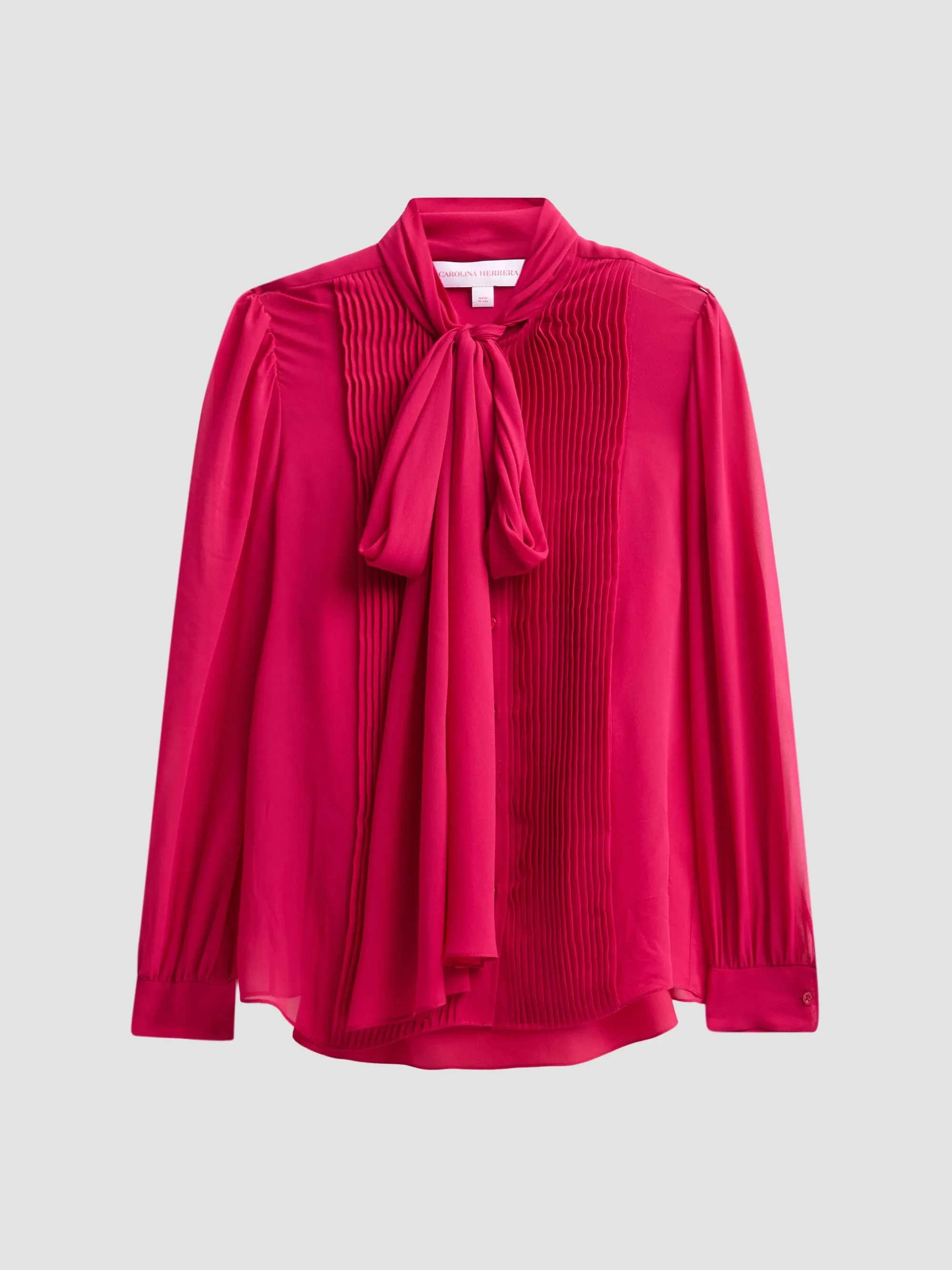 Women's Tieneck Silk Blouse - Cranberry - 1