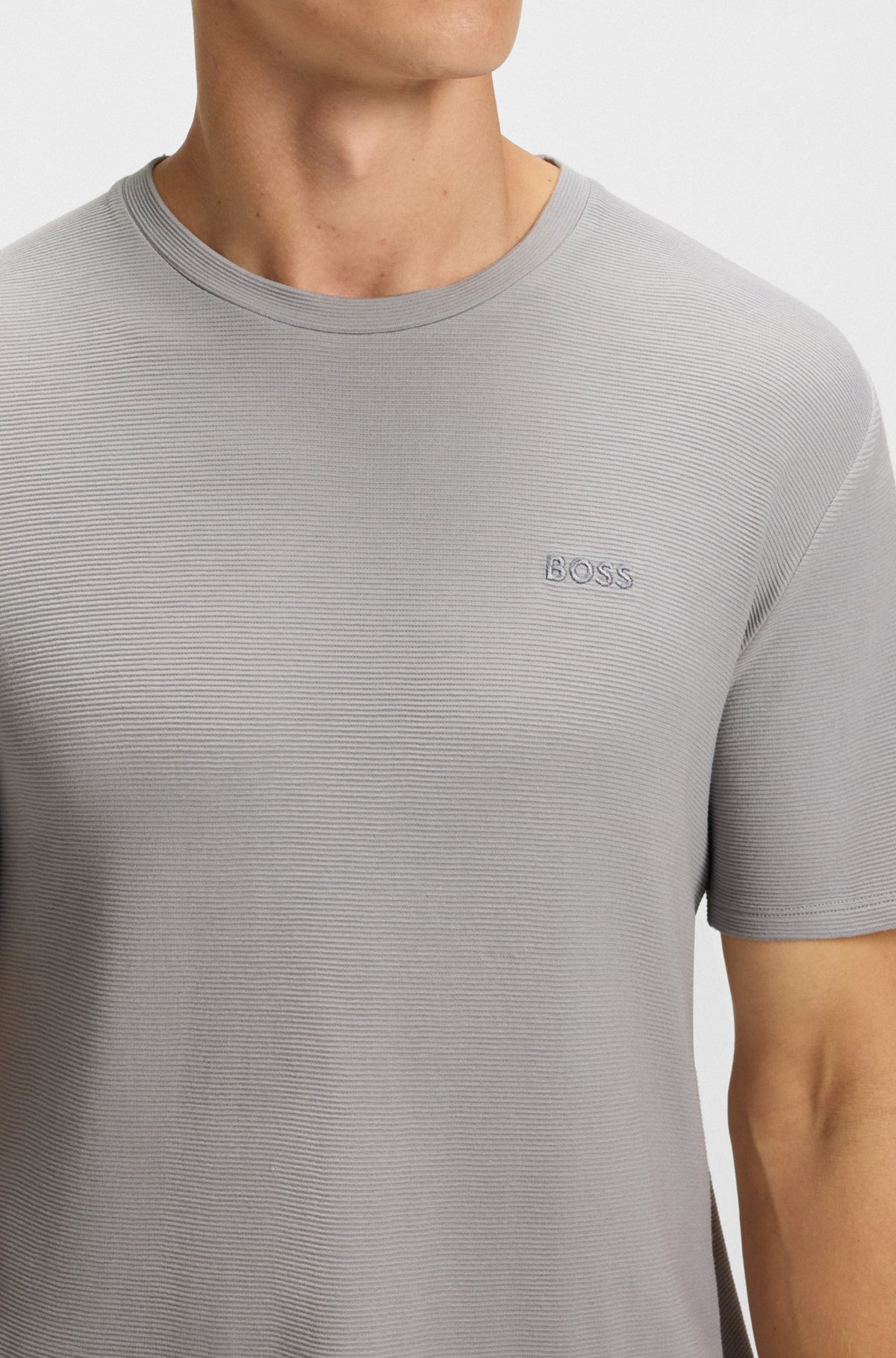 STRETCH-JERSEY PAJAMA T-SHIRT WITH EMBROIDERED LOGO - 5
