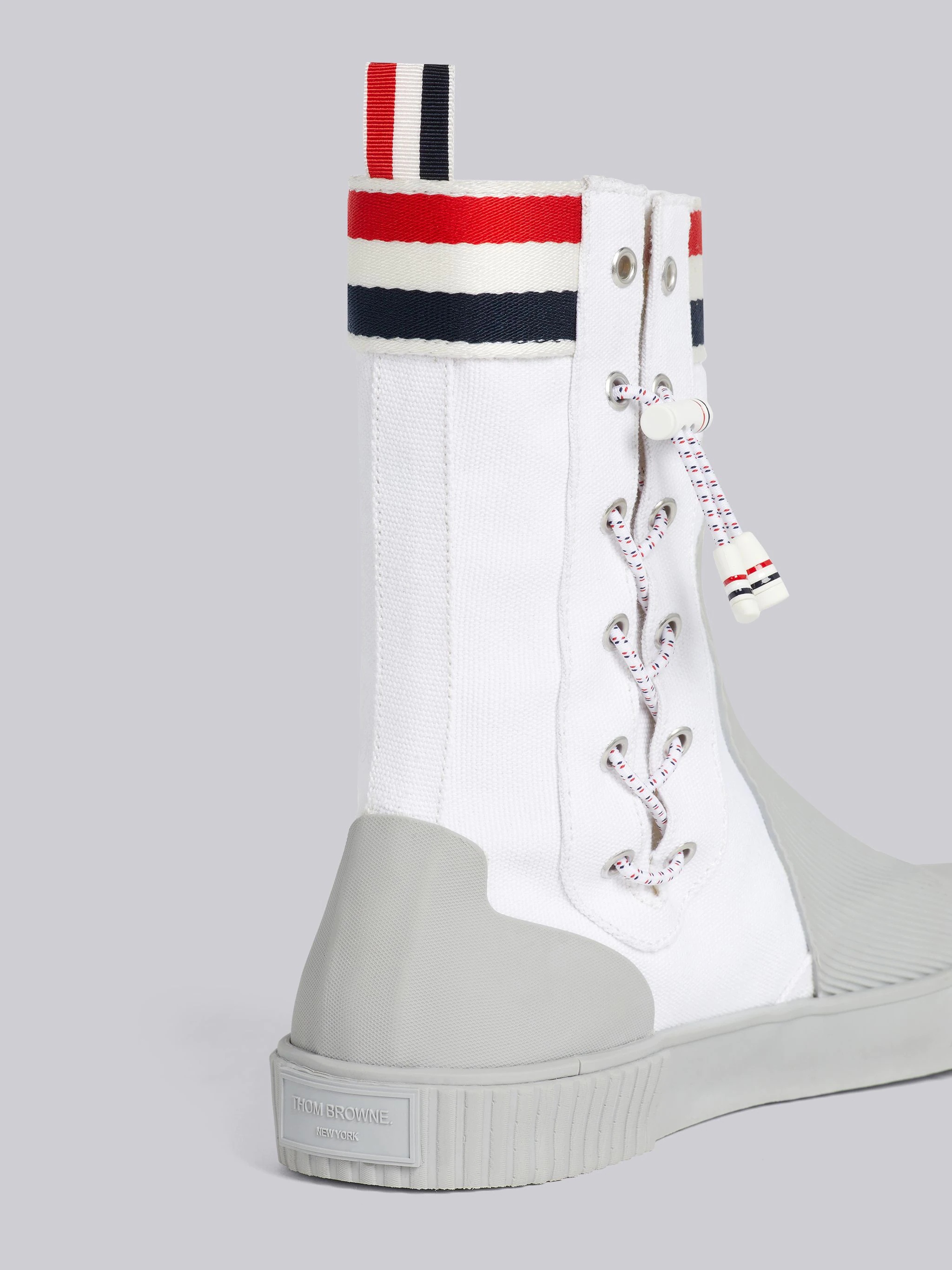White Molded Rubber Lace up Vulcanized Sailing Boot - 2