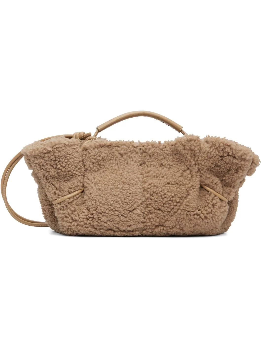 Beige Arta Mini Curly Shearling Bag - 1