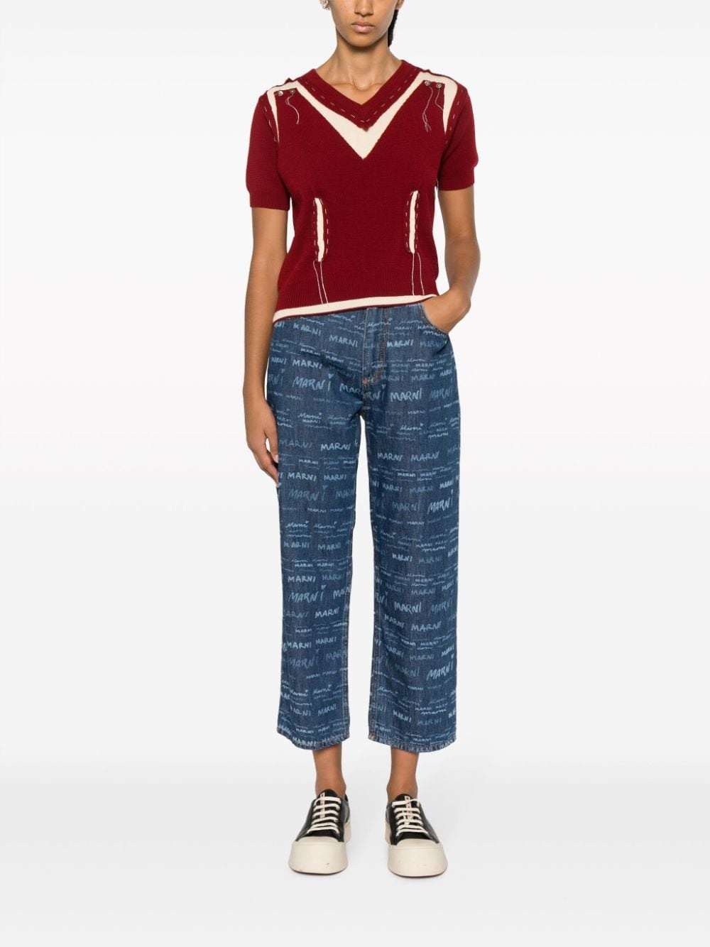 logo-print cropped straight-leg jeans - 2