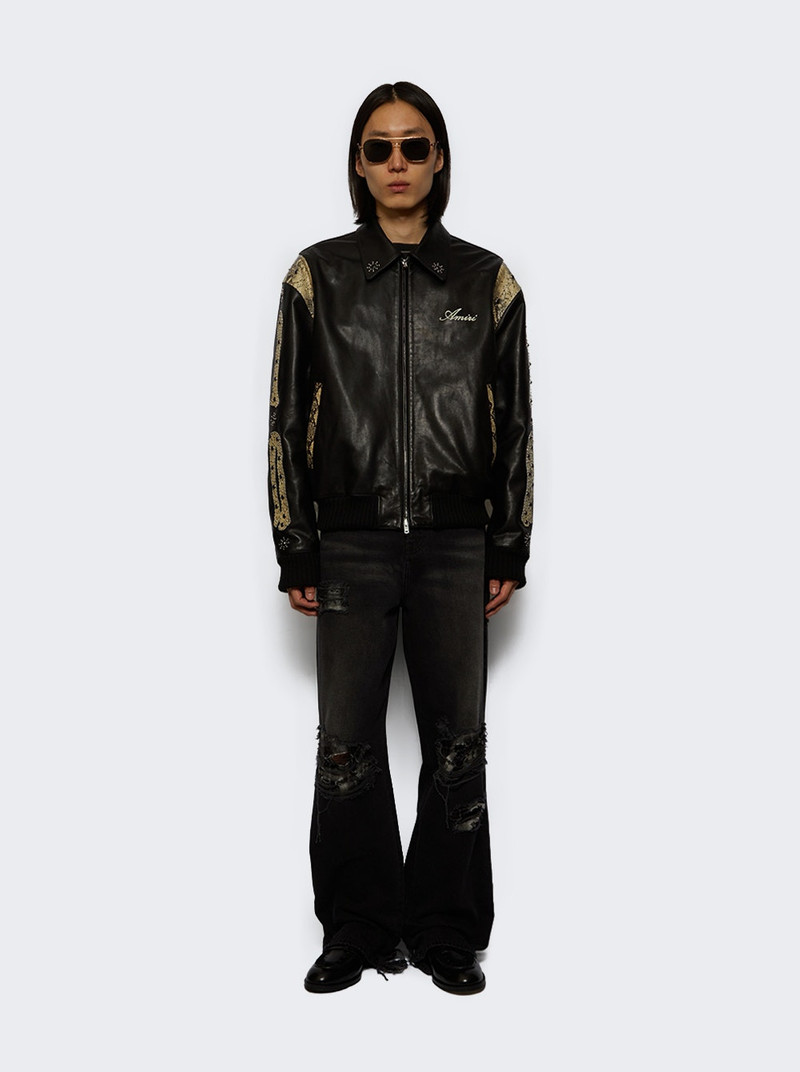 Bones Studded Leather Bomber Jacket Black 6