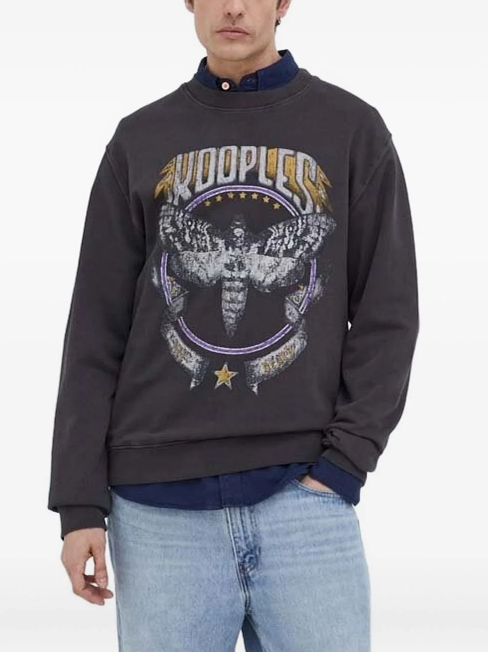 moth-print sweatshirt - 1