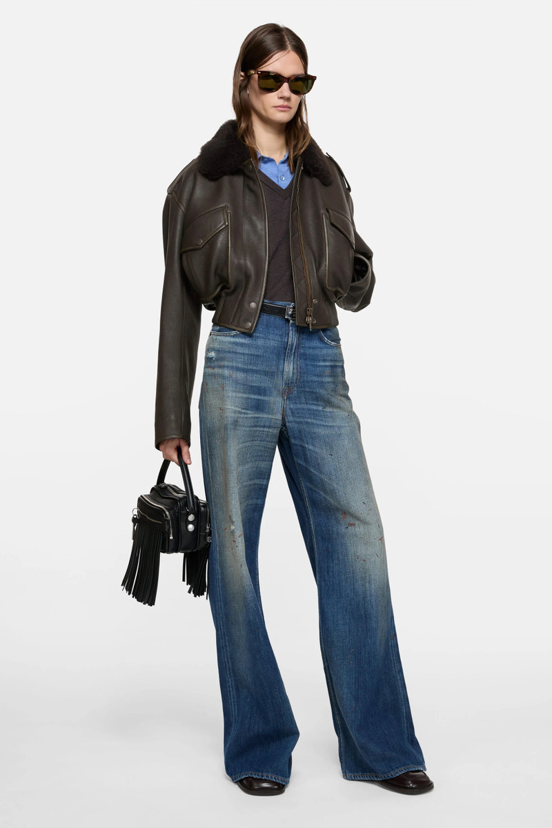 Acne Studios Leather bomber jacket - Dark brown outlook