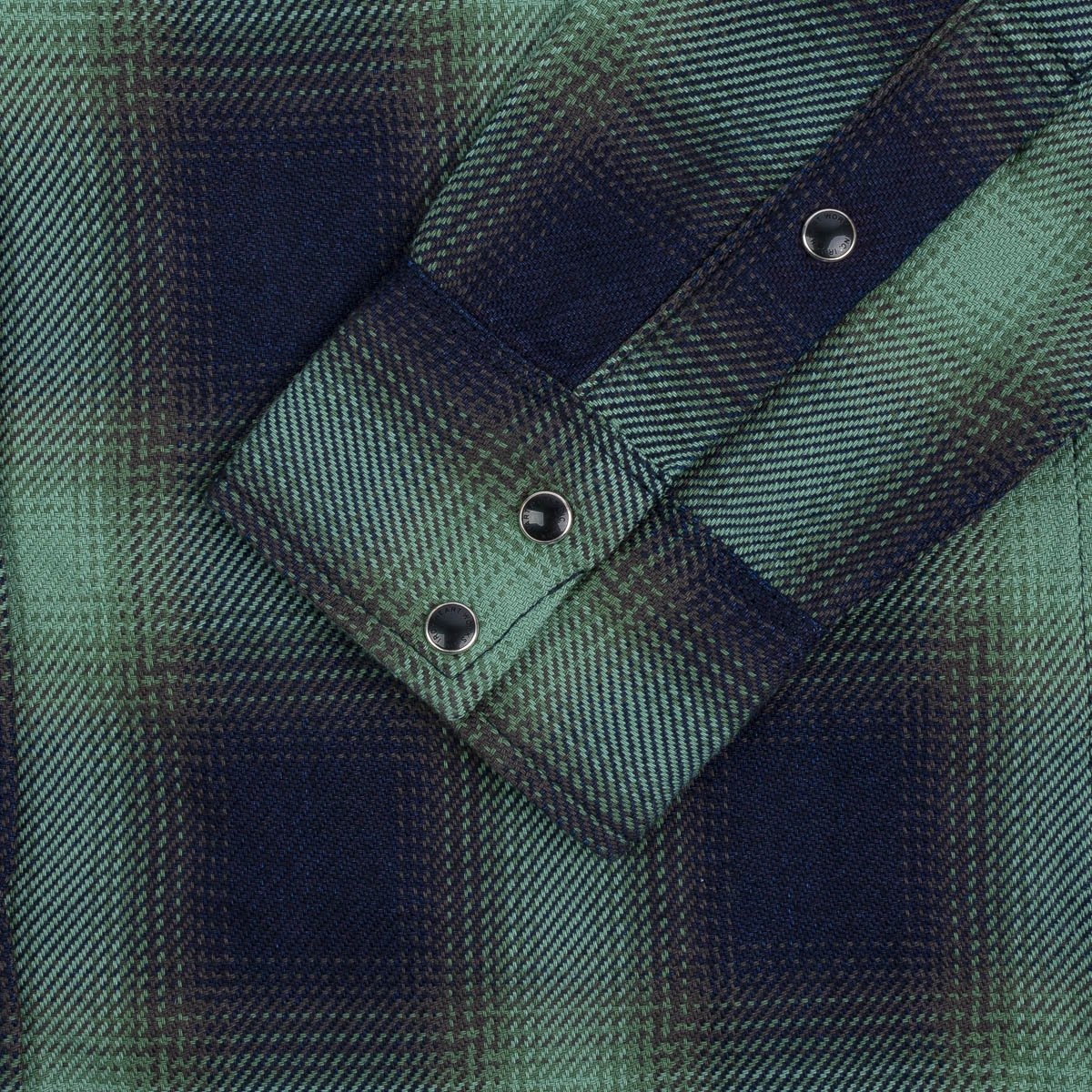 IHSH-348-GRN 9oz Selvedge Ombré Check Western Shirt - Green - 11