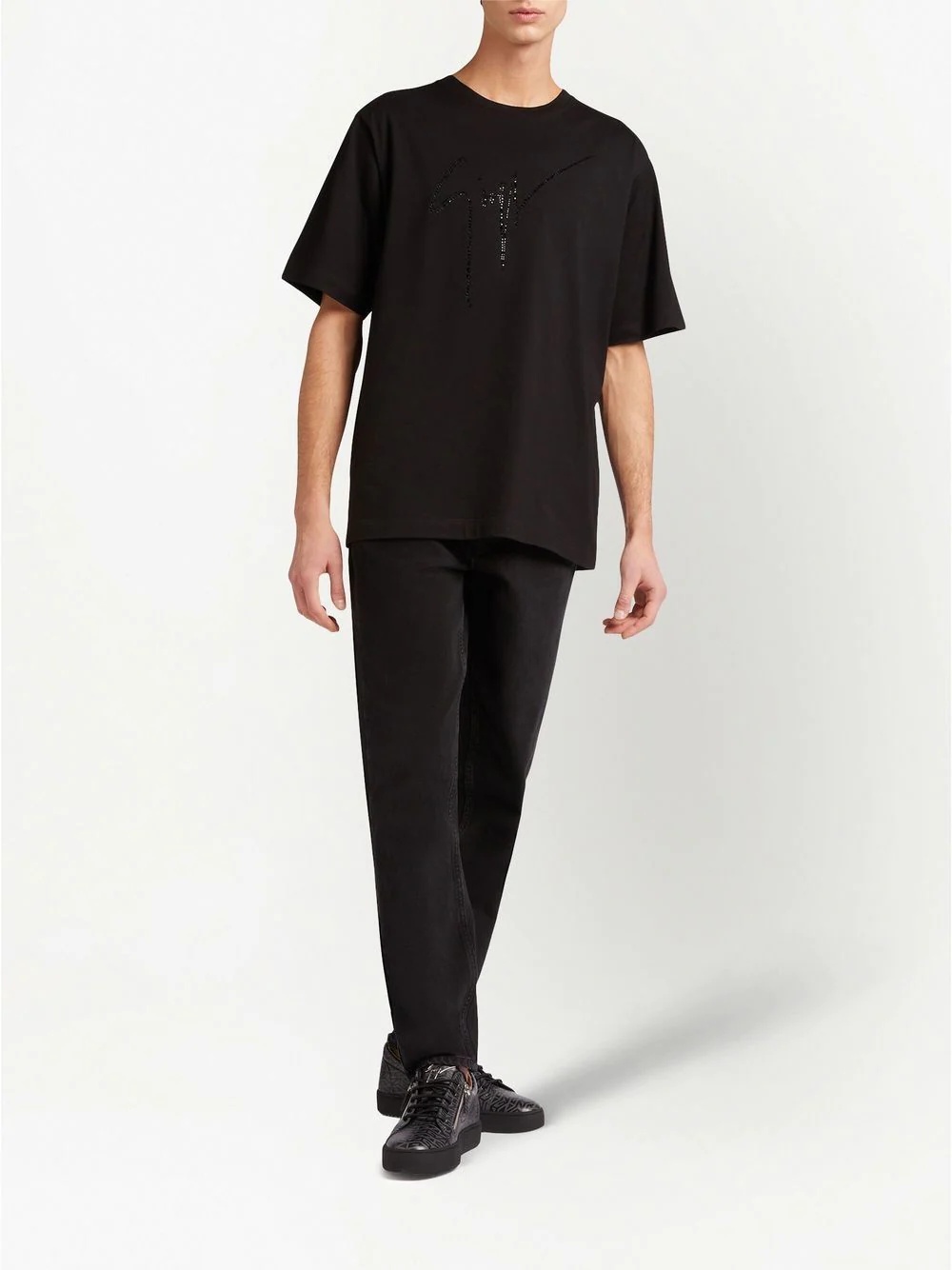 rhinestone-embellished logo T-shirt - 2