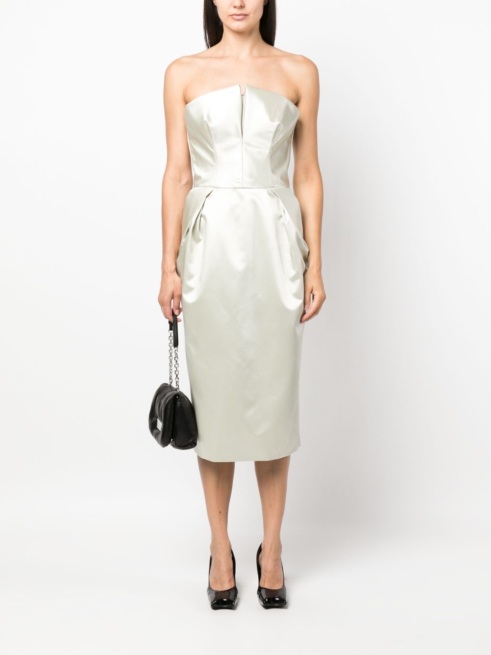 strapless silk midi dress - 2