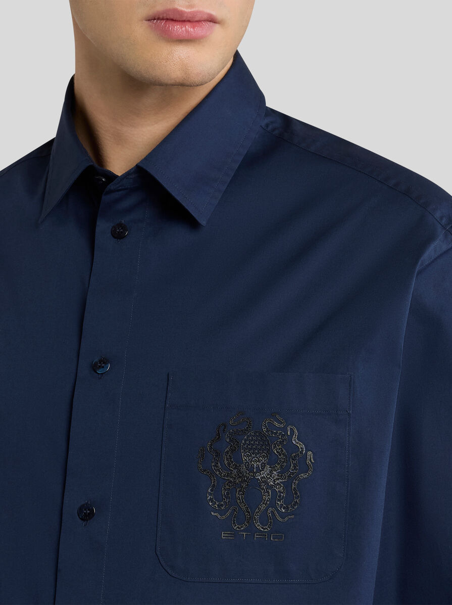 SHIRT WITH BREAST POCKET AND OCTOPUS EMBROIDERY - 3