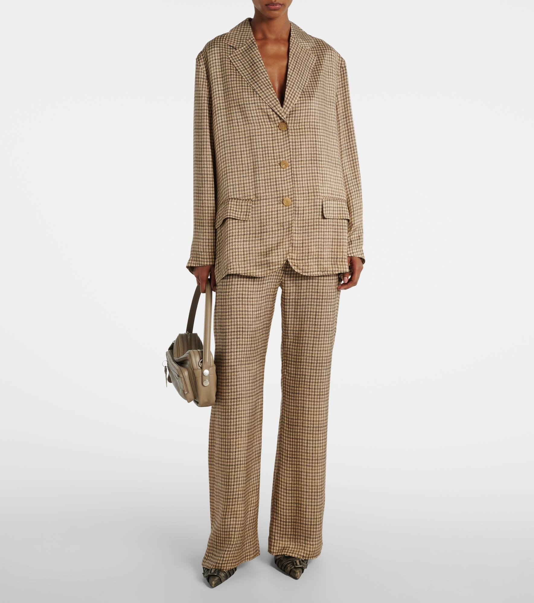 Poltana checked mid-rise wide-leg pants - 2