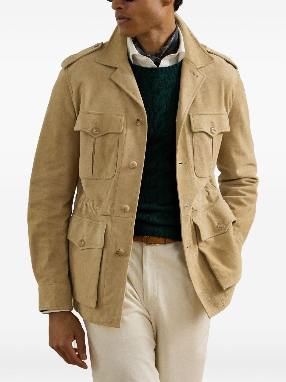 military-style suede jacket - 3