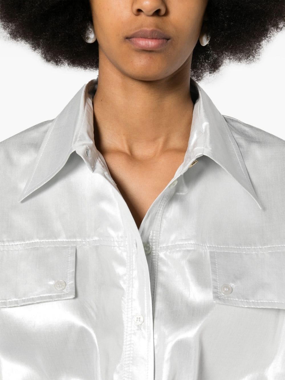 metallic-finish shirt dress - 5