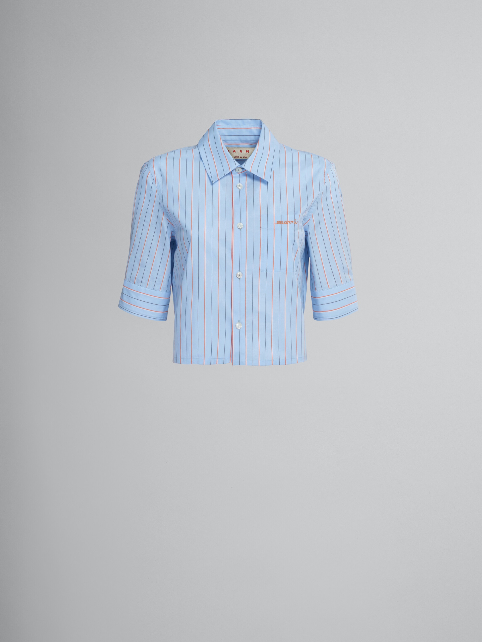 CROPPED LIGHT BLUE BIO POPLIN SHIRT - 1