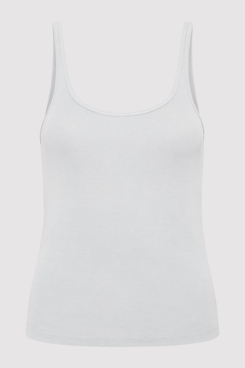 Organic Cotton Slim Scoop Tank - Sliver 1