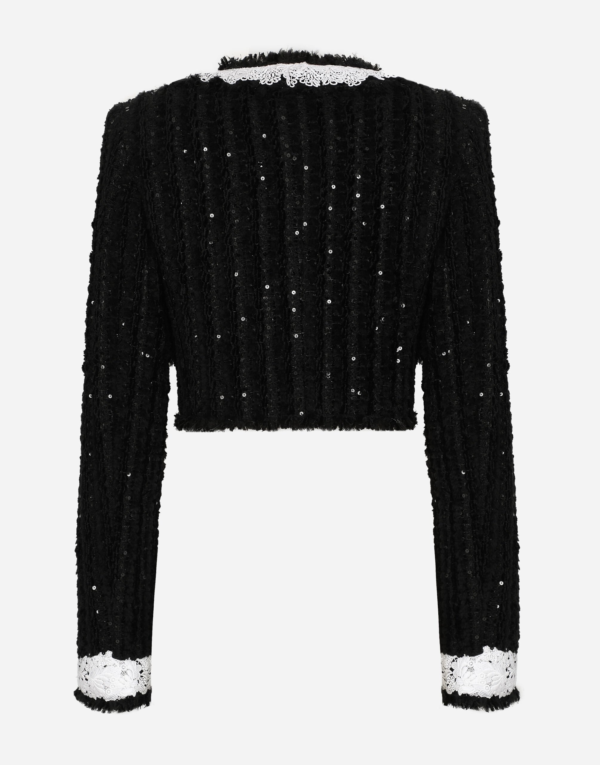 Short tweed jacket with micro-sequin embellishment - 2