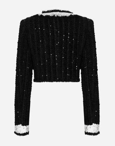 Dolce & Gabbana Short tweed jacket with micro-sequin embellishment outlook