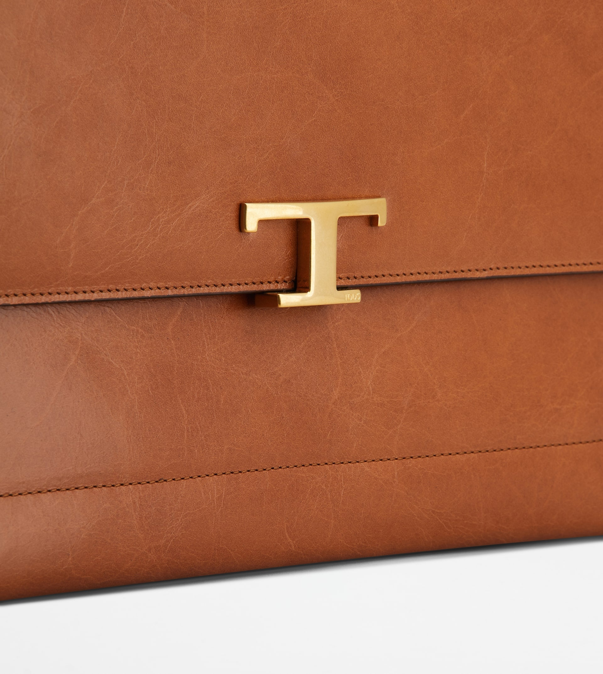 T TIMELESS ENVELOPE CLUTCH IN LEATHER MAXI - BROWN - 4