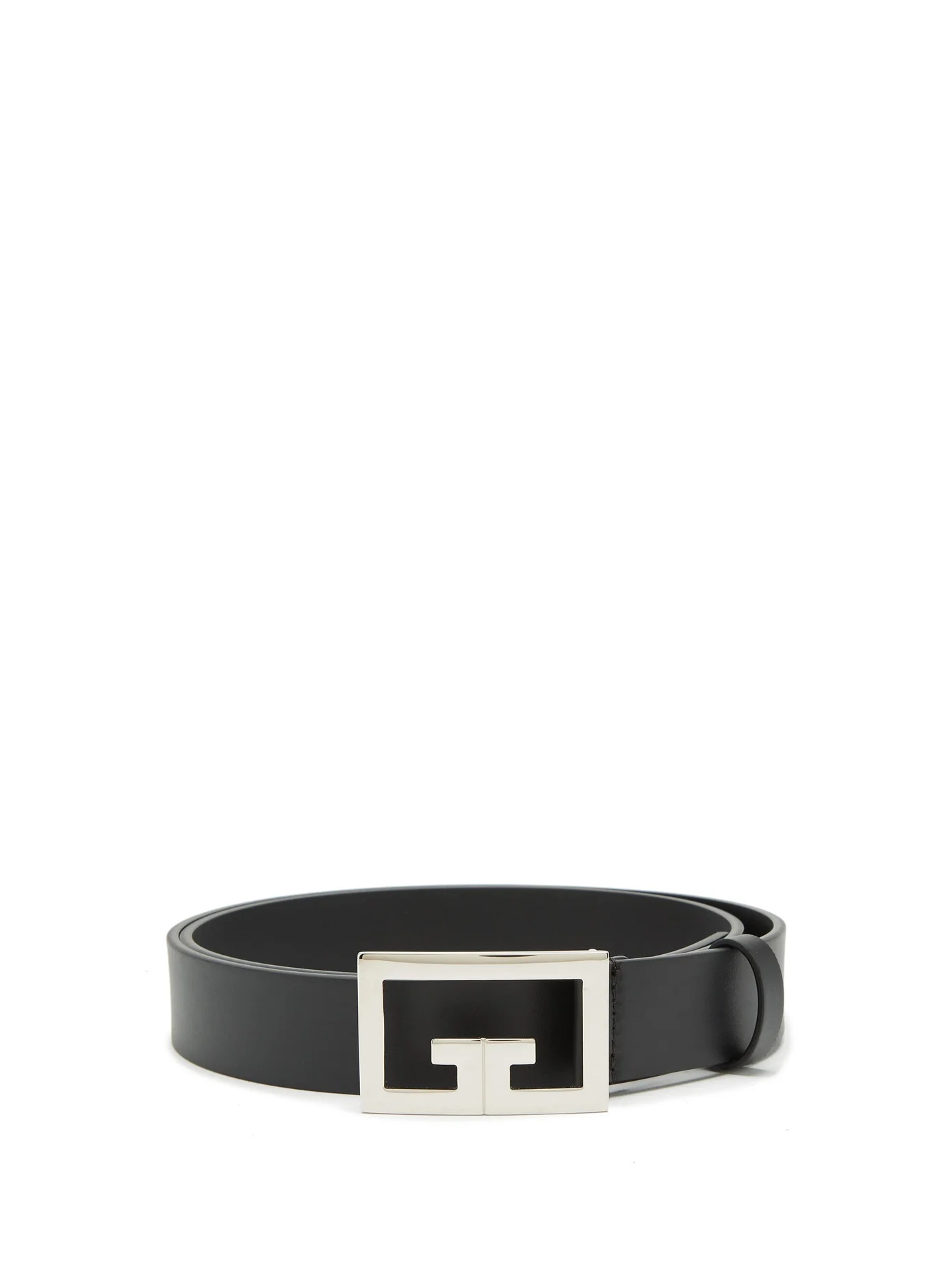 Logo-buckle leather belt - 1