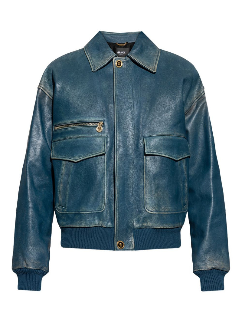 pocket zip leather jacket 1