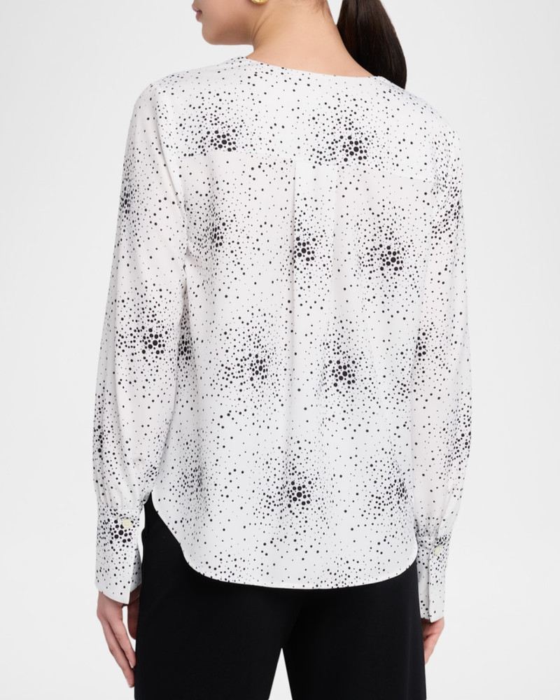 Dotted Surplice Blouse 3