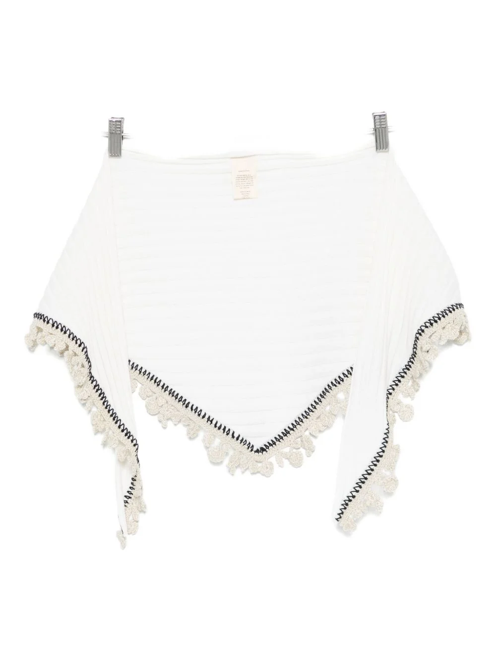 crochet-trim wool scarf - 1