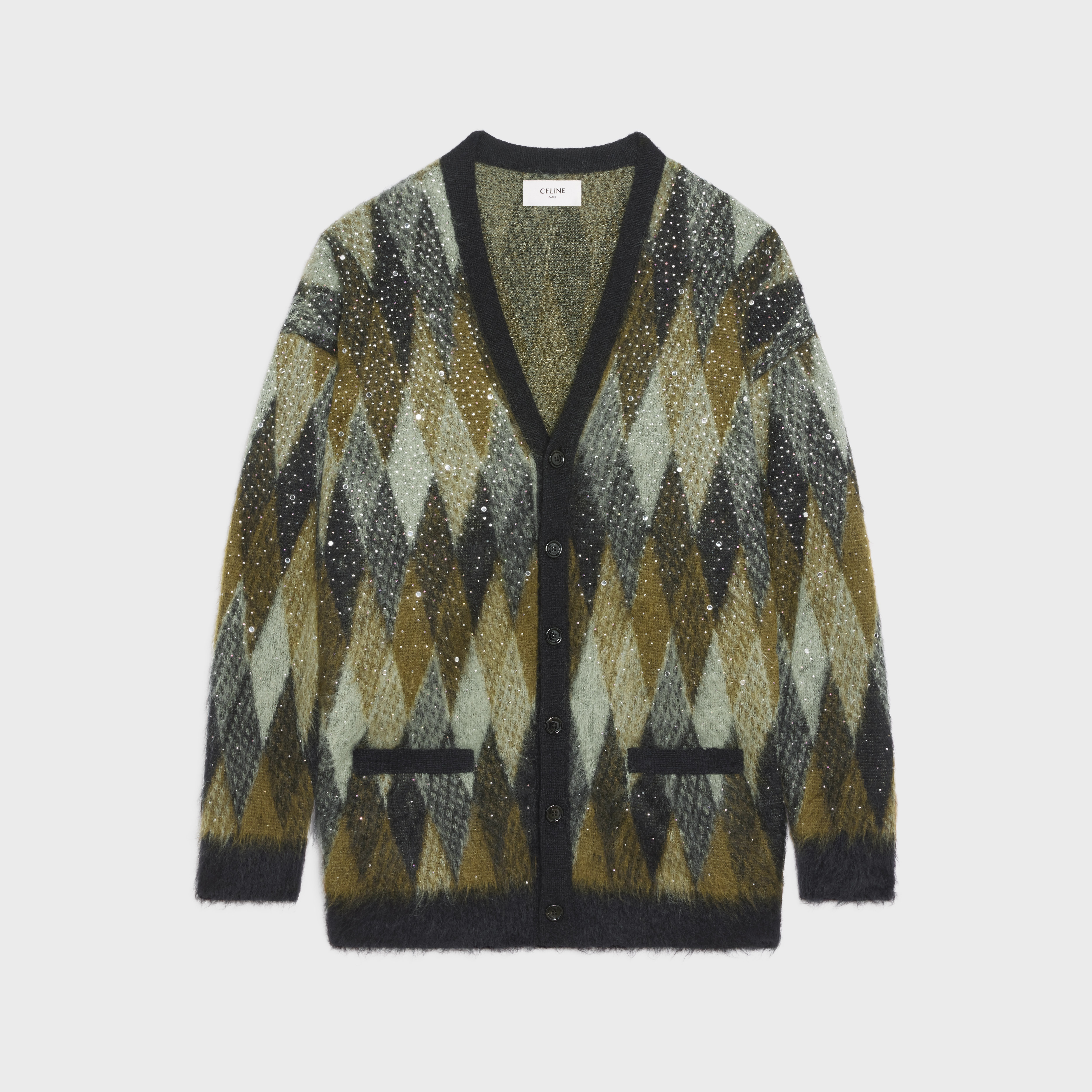 LONG EMBROIDERED CARDIGAN IN BRUSHED MOHAIR - 1